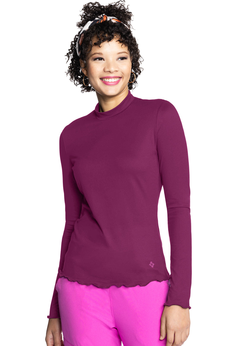 Med Couture Amp Long Sleeve Lettuce Edge Underscrub MC707 - Wine