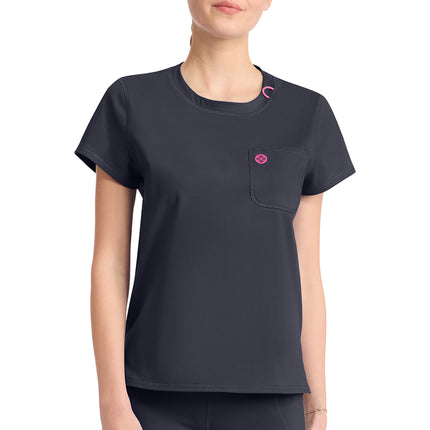Med Couture Amp Knit Crew Neck Tee MC751 - Pewter