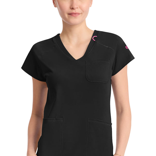 Med Couture Amp Knit Raglan V-Neck Top MC752 - Black