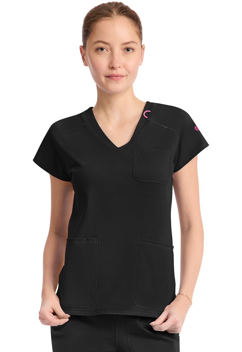 Med Couture Amp Knit Raglan V-Neck Top MC752 - Black