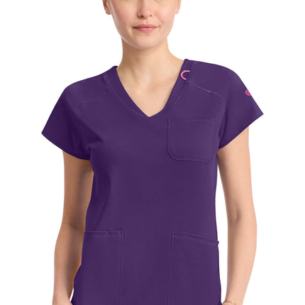 Med Couture Amp Knit Raglan V-Neck Top MC752 - Galactic Purple