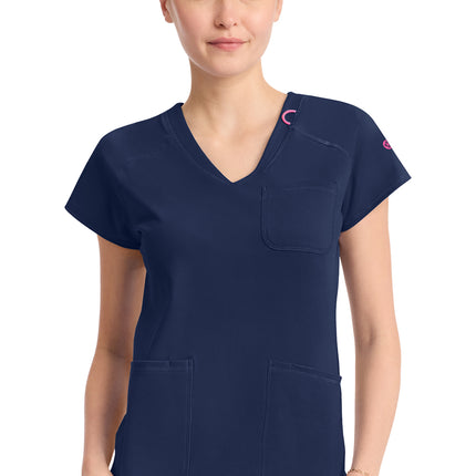 Med Couture Amp Knit Raglan V-Neck Top MC752 - Navy