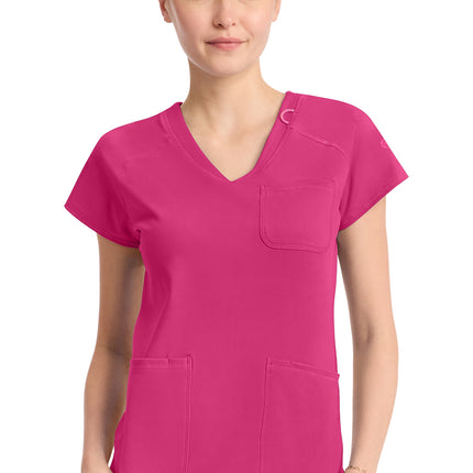 Med Couture Amp Knit Raglan V-Neck Top MC752 - Pink Power