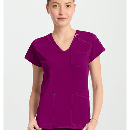 Med Couture Amp Knit Raglan V-Neck Top MC752 - Plum Royale