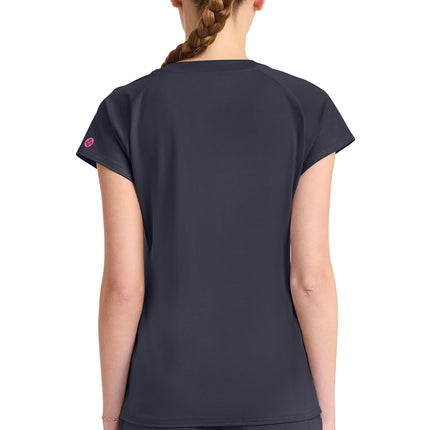 Med Couture Amp Knit Raglan V-Neck Top MC752 - Pewter