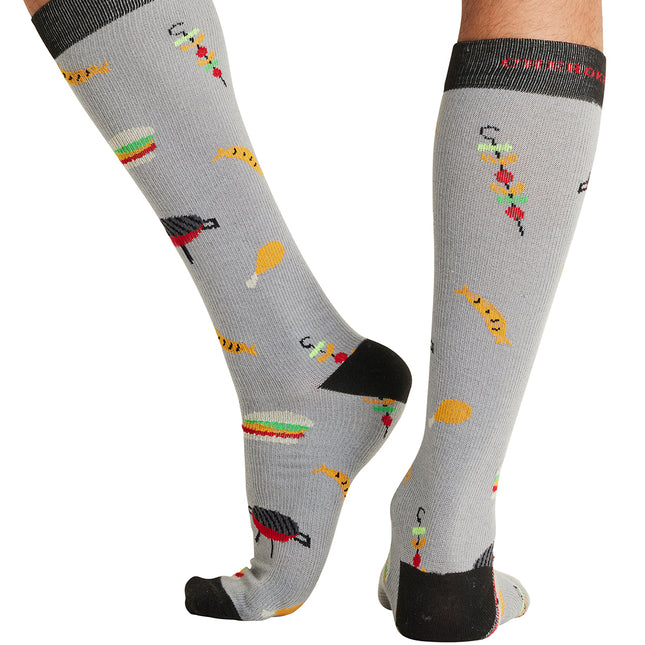 Cherokee Legwear Men's 10-15mmHg Compression Socks MPRINTSUPPORT - BBQ All Day