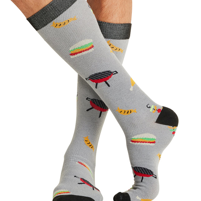 Cherokee Legwear Men's 10-15mmHg Compression Socks MPRINTSUPPORT - BBQ All Day