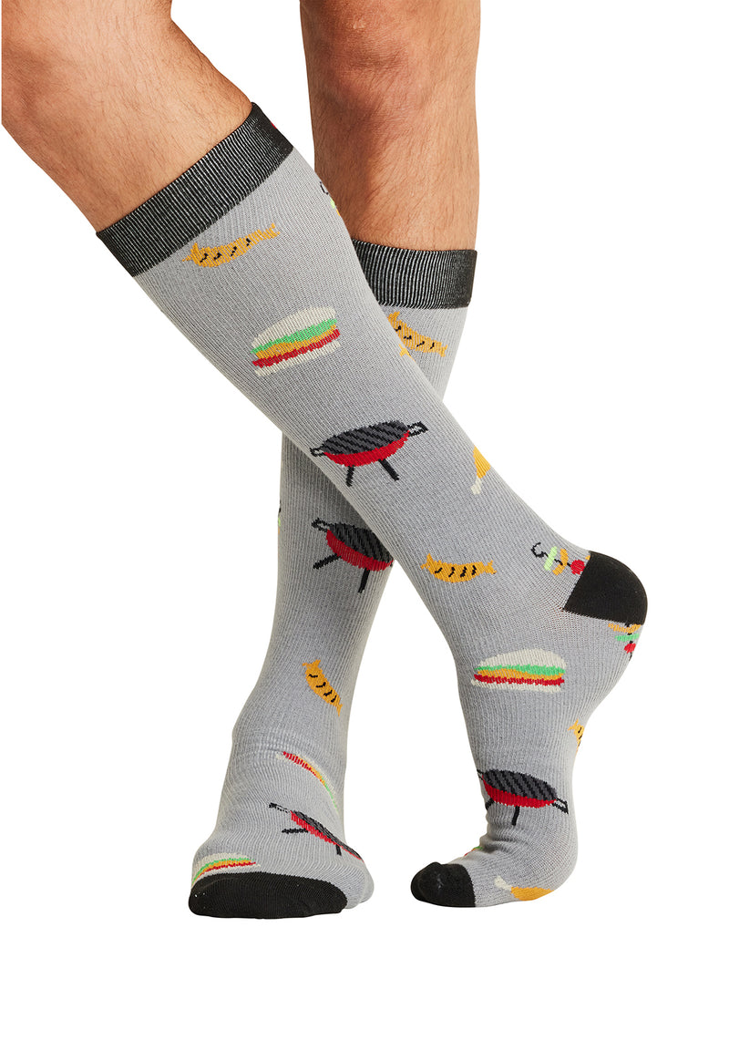 Cherokee Legwear Men's 10-15mmHg Compression Socks MPRINTSUPPORT - BBQ All Day