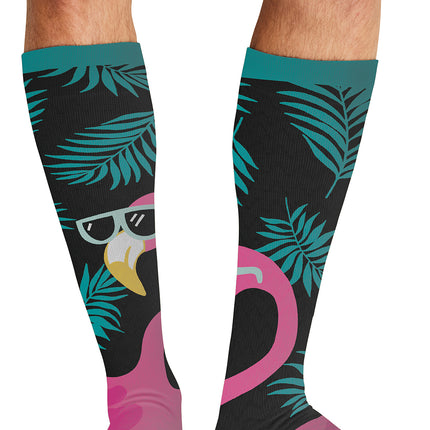 Cherokee Legwear Men's 10-15mmHg Compression Socks MPRINTSUPPORT - Cool Flamingo
