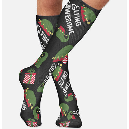 Cherokee Legwear Men's 10-15mmHg Compression Socks MPRINTSUPPORT - Elfing Awesome