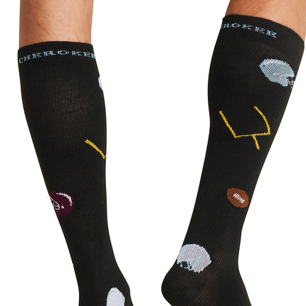 Cherokee Legwear Men's 10-15mmHg Compression Socks MPRINTSUPPORT - Football Fun