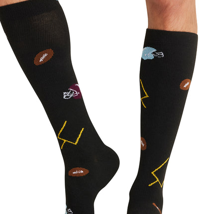 Cherokee Legwear Men's 10-15mmHg Compression Socks MPRINTSUPPORT - Football Fun