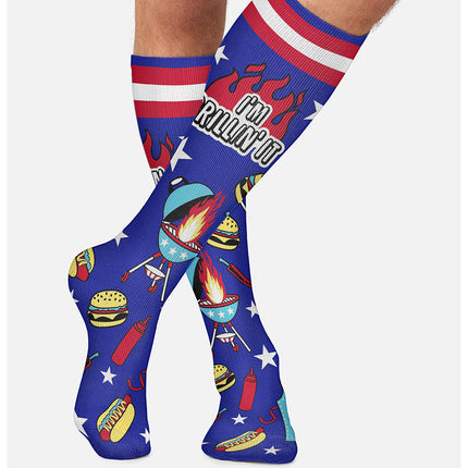 Cherokee Legwear Men's 10-15mmHg Compression Socks MPRINTSUPPORT - Grillin' It