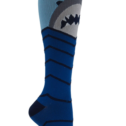 Cherokee Legwear Men's 10-15mmHg Compression Socks MPRINTSUPPORT - Shark Attack
