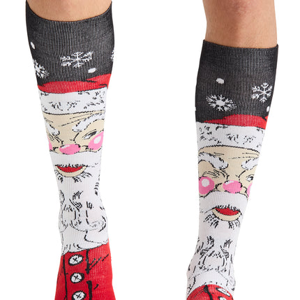 Cherokee Legwear Men's 10-15mmHg Compression Socks MPRINTSUPPORT - Santa Smiles