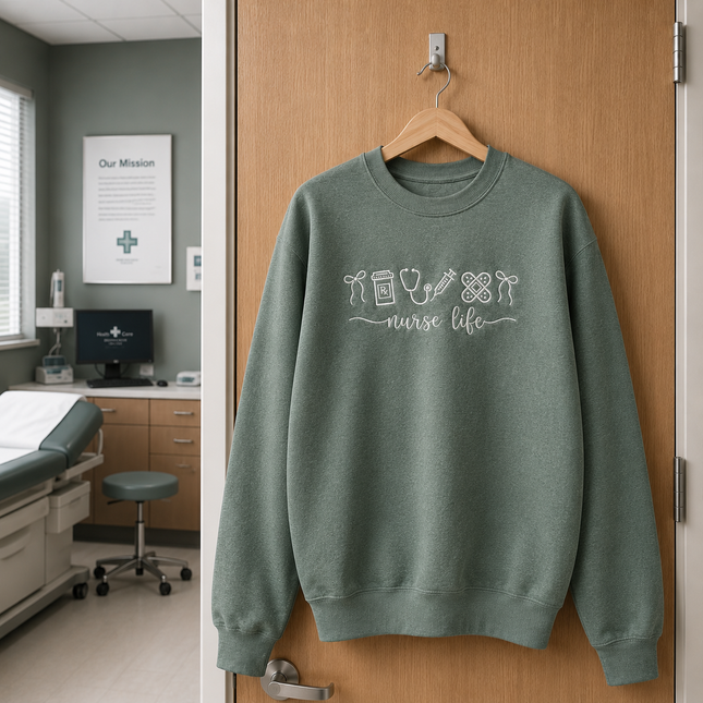 Nurse Life Embroidered Icons Sweatshirt