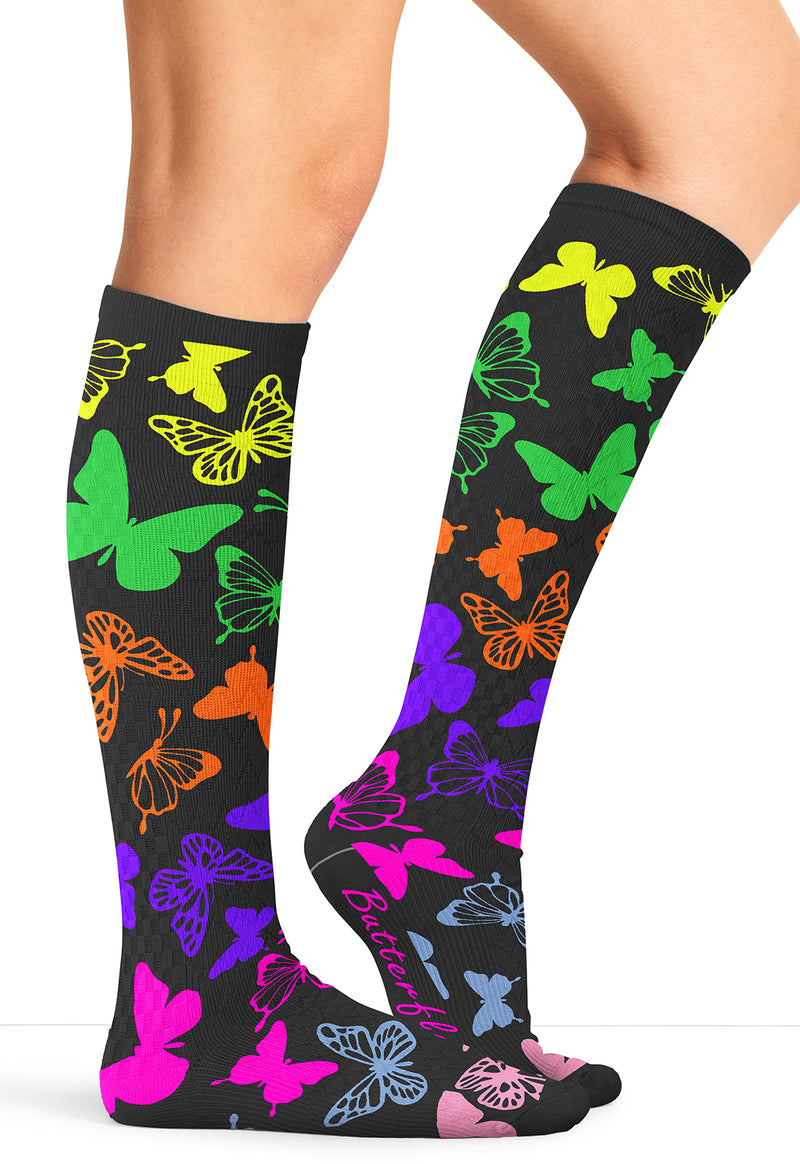 Cherokee Legwear Women's 10-15mmHg Compression Socks PRINTSUPPORT - Anti Social Butterflies