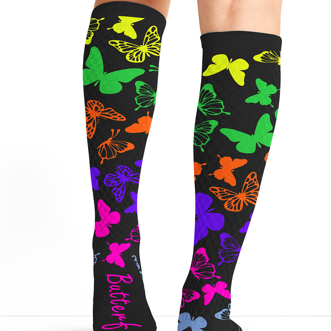 Cherokee Legwear Women's 10-15mmHg Compression Socks PRINTSUPPORT - Anti Social Butterflies