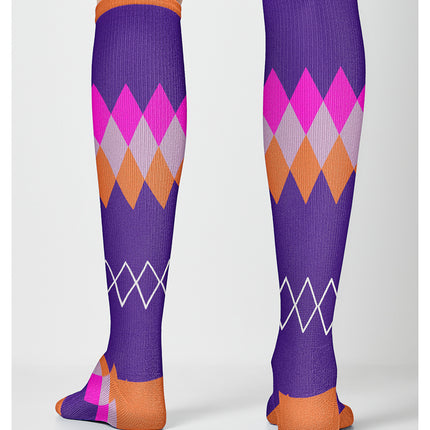 Cherokee Legwear Women's 10-15mmHg Compression Socks PRINTSUPPORT - Argyle Brights
