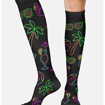 Cherokee Legwear Women's 10-15mmHg Compression Socks PRINTSUPPORT - Beachy Vibes