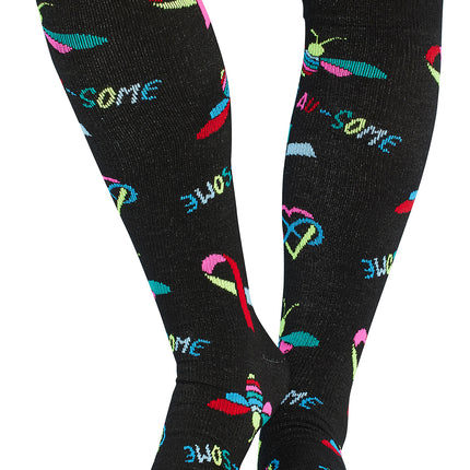 Cherokee Legwear Women's 10-15mmHg Compression Socks PRINTSUPPORT - Bee Au-Some