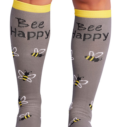 Cherokee Legwear Women's 10-15mmHg Compression Socks PRINTSUPPORT - Bee Happy