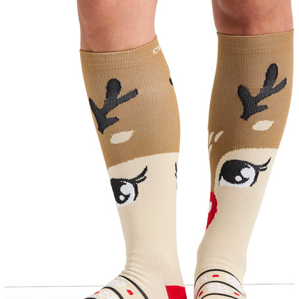 Cherokee Legwear Women's 10-15mmHg Compression Socks PRINTSUPPORT - Deer Santa