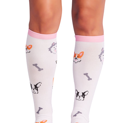 Cherokee Legwear Women's 10-15mmHg Compression Socks PRINTSUPPORT - Dog Love