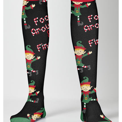 Cherokee Legwear Women's 10-15mmHg Compression Socks PRINTSUPPORT - Dancing Elves