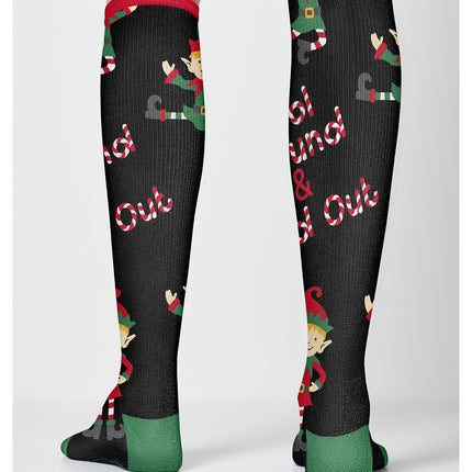 Cherokee Legwear Women's 10-15mmHg Compression Socks PRINTSUPPORT - Dancing Elves