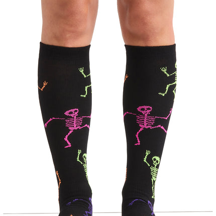 Cherokee Legwear Women's 10-15mmHg Compression Socks PRINTSUPPORT - Dancing Skeletons