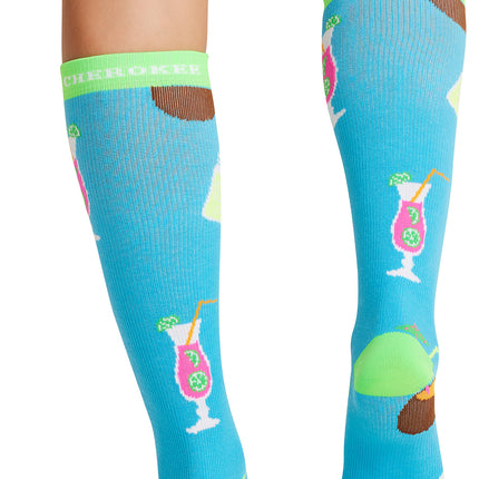 Cherokee Legwear Women's 10-15mmHg Compression Socks PRINTSUPPORT - Drink Up