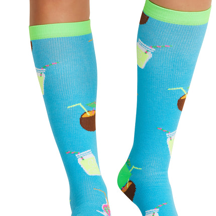 Cherokee Legwear Women's 10-15mmHg Compression Socks PRINTSUPPORT - Drink Up