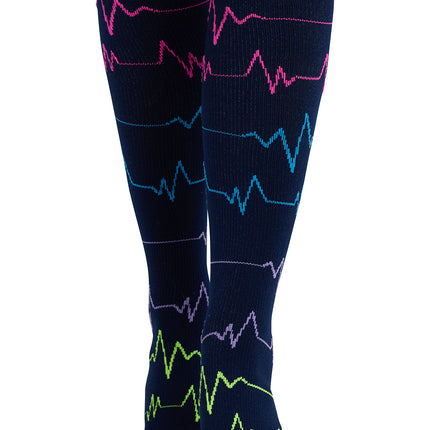Cherokee Legwear Women's 10-15mmHg Compression Socks PRINTSUPPORT - EKG ZigZag