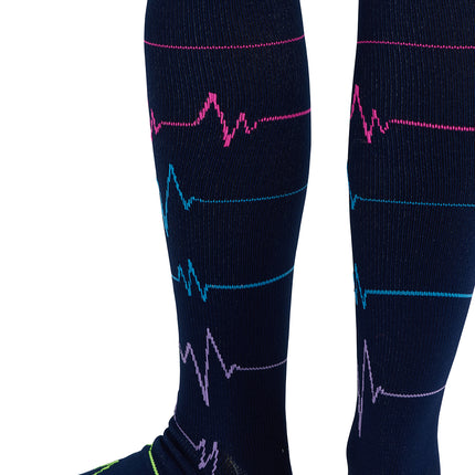 Cherokee Legwear Women's 10-15mmHg Compression Socks PRINTSUPPORT - EKG ZigZag