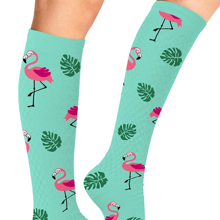 Cherokee Legwear Women's 10-15mmHg Compression Socks PRINTSUPPORT - Flamingo Life