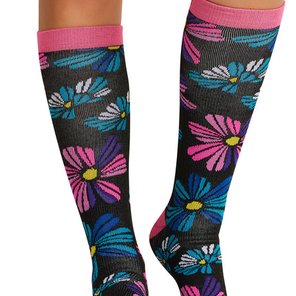 Cherokee Legwear Women's 10-15mmHg Compression Socks PRINTSUPPORT - Floral Flashback