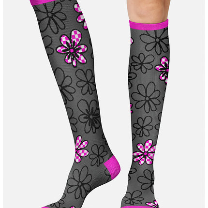 Cherokee Legwear Women's 10-15mmHg Compression Socks PRINTSUPPORT - Flower Power