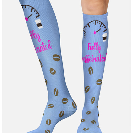Cherokee Legwear Women's 10-15mmHg Compression Socks PRINTSUPPORT - Fully Caffeinated