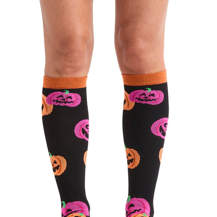 Cherokee Legwear Women's 10-15mmHg Compression Socks PRINTSUPPORT - Happy Pumpkins