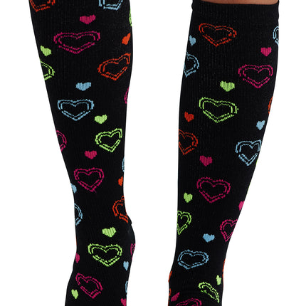 Cherokee Legwear Women's 10-15mmHg Compression Socks PRINTSUPPORT - Hearts On The Line