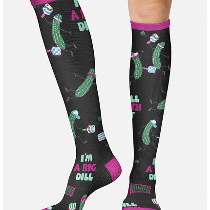 Cherokee Legwear Women's 10-15mmHg Compression Socks PRINTSUPPORT - I'm A Big Dill