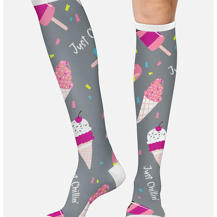 Cherokee Legwear Women's 10-15mmHg Compression Socks PRINTSUPPORT - Just Chillin'