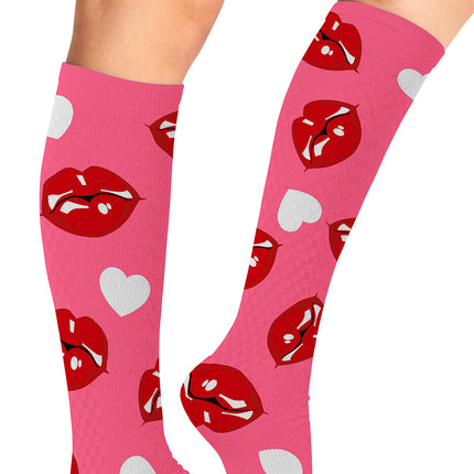 Cherokee Legwear Women's 10-15mmHg Compression Socks PRINTSUPPORT - Kiss Me