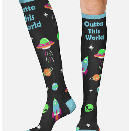 Cherokee Legwear Women's 10-15mmHg Compression Socks PRINTSUPPORT - Outta This World