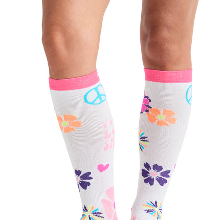 Cherokee Legwear Women's 10-15mmHg Compression Socks PRINTSUPPORT - Peace, Love, Smile