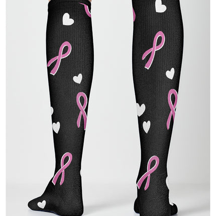 Cherokee Legwear Women's 10-15mmHg Compression Socks PRINTSUPPORT - Ribbons n Hearts