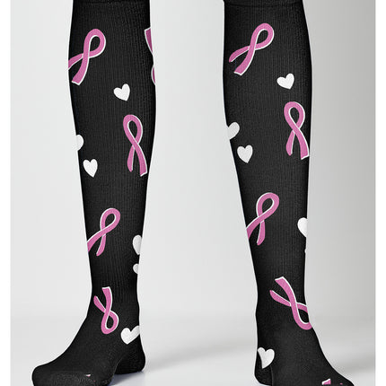 Cherokee Legwear Women's 10-15mmHg Compression Socks PRINTSUPPORT - Ribbons n Hearts