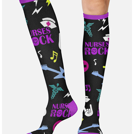 Cherokee Legwear Women's 10-15mmHg Compression Socks PRINTSUPPORT - Rockin' Nurses