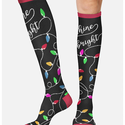 Cherokee Legwear Women's 10-15mmHg Compression Socks PRINTSUPPORT - Shine Bright